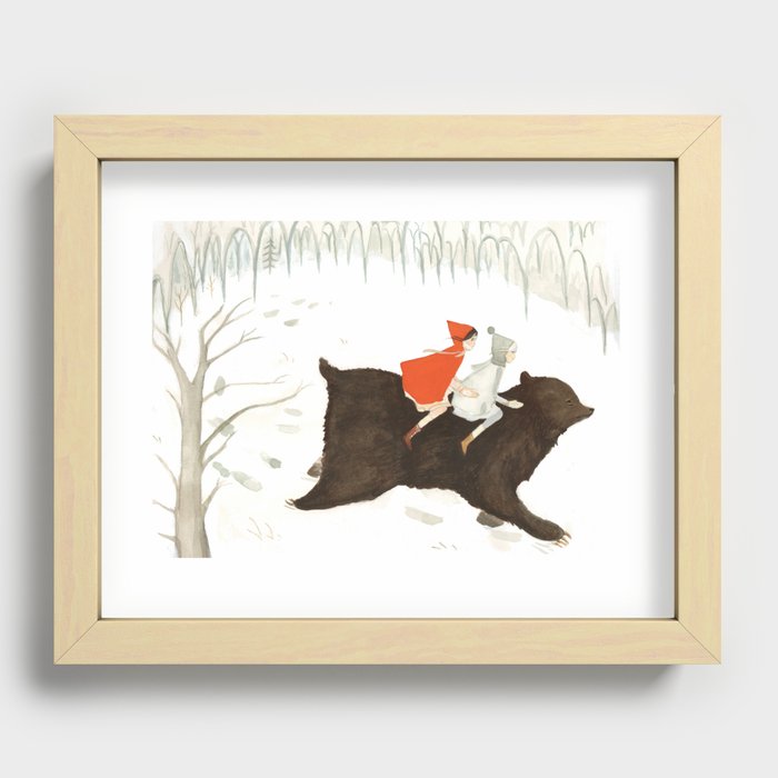 Bear's Escape in the Snow Recessed Framed Print