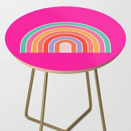 Rainbow Print Hot Pink Abstract Rainbow Retro Art Modern Decor Side Table