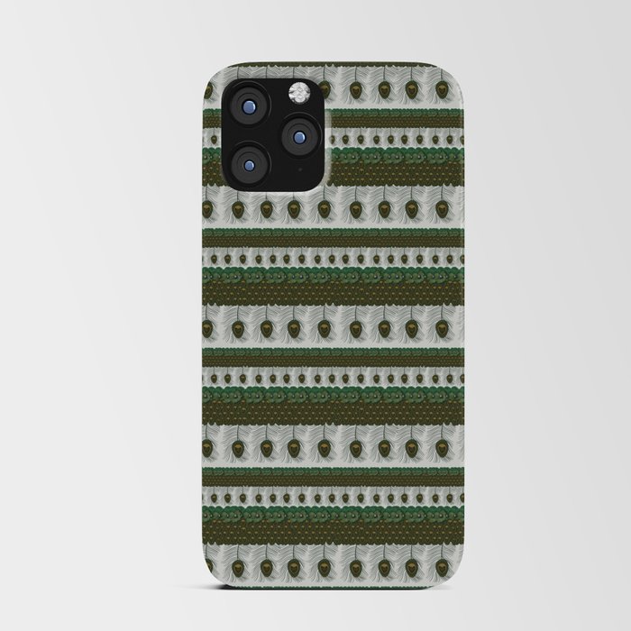 Peacock feathers and pansies horizontal pattern iPhone Card Case