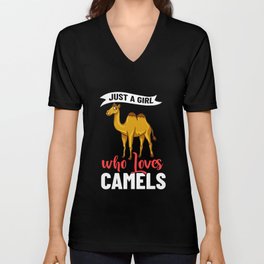 Bactrian Camel Riding Farmer Dromedary Rider V Neck T Shirt