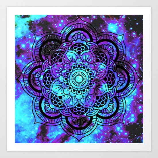 Mandala : Bright Violet & Teal Galaxy 2 Art Print
