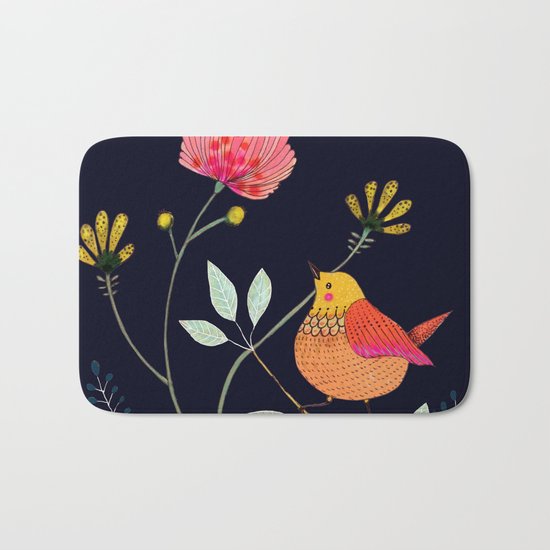 la vie est belle (navy) Bath Mat