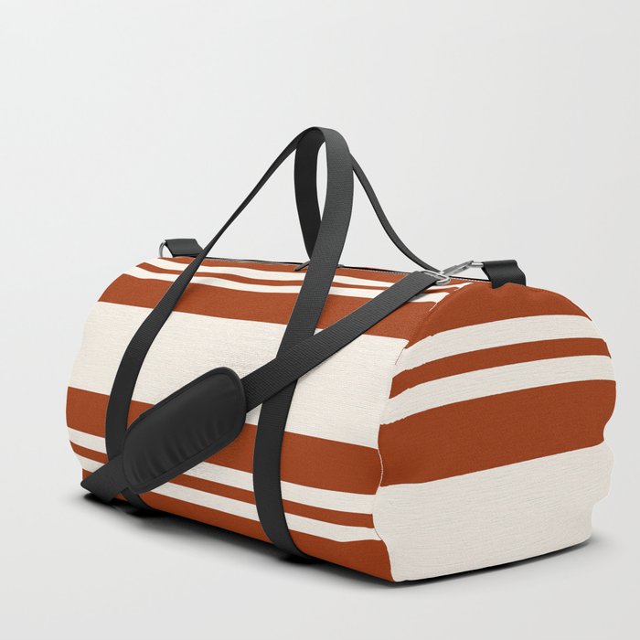 Orange and white retro 60s minimalistic stripes Duffle Bag