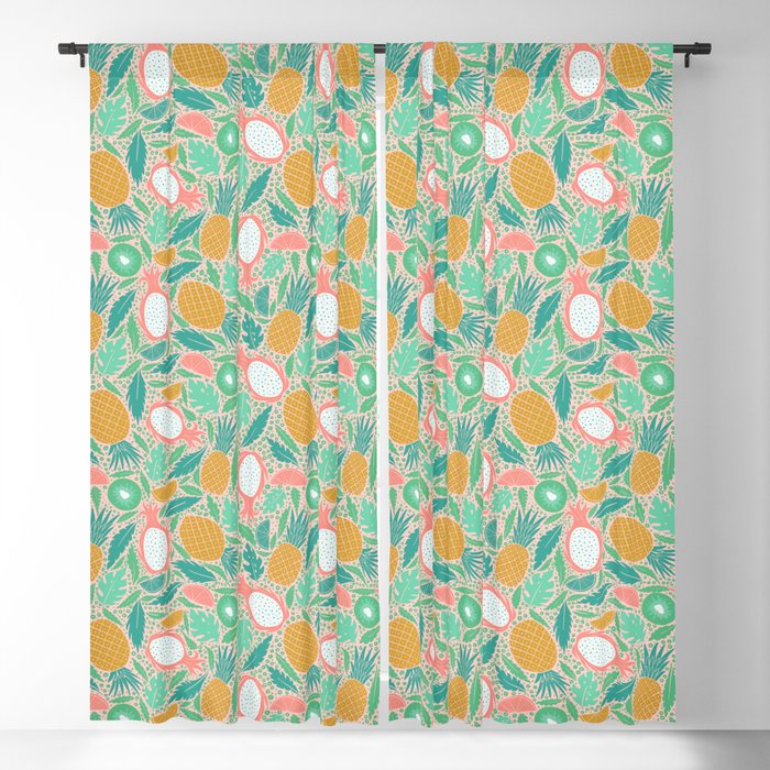 Summer Fruit on Pink Blackout Curtain