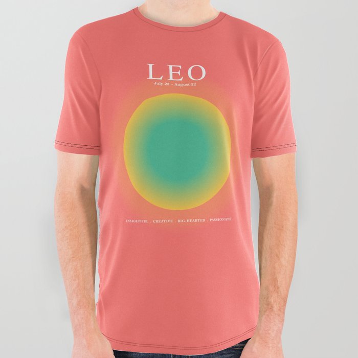 Leo - Astrology Zodiac Aura Gradient All Over Graphic Tee