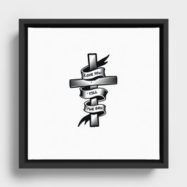 LOVE YOU. Cross with a message. Framed Canvas