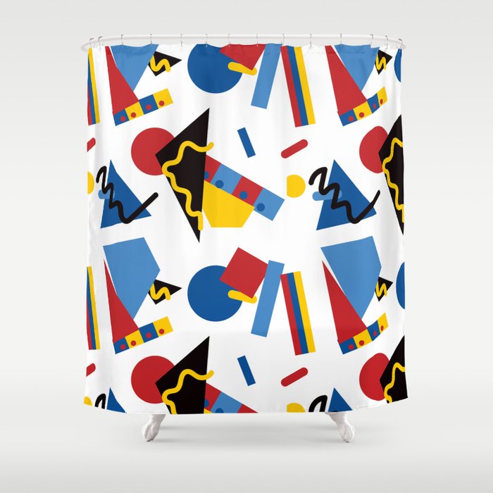 Postmodern Primary Color Party Decorations Shower Curtain By