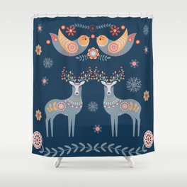 Nordic Winter Blue Shower Curtain