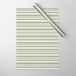 [ Thumbnail: Light Yellow & Dark Grey Colored Pattern of Stripes Wrapping Paper ]
