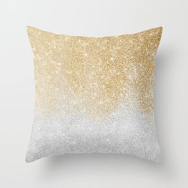 Gold and Silver Glitter Ombre Luxury Design Throw Pillow