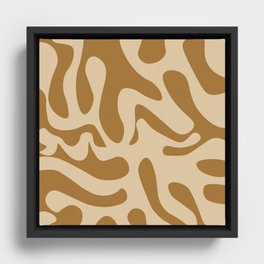 Midcentury Abstract Art - Dark Gold and Dark Vanilla Framed Canvas