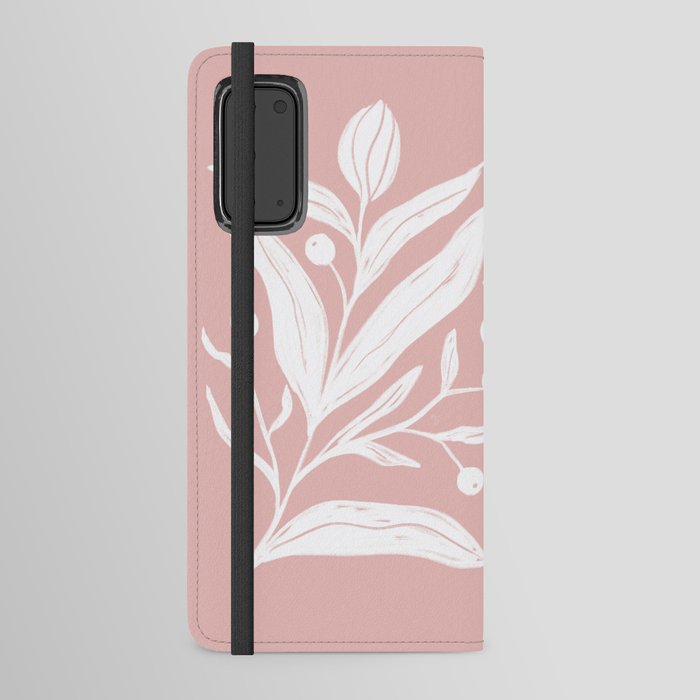 Blush pink and white modern floral art  Android Wallet Case