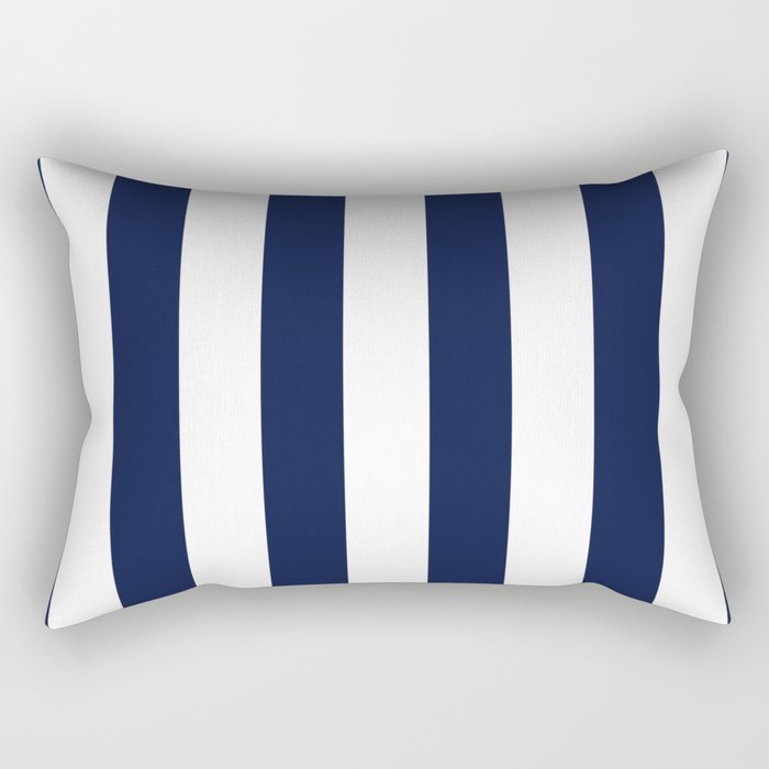 Simply Vertical Stripes in Nautical Navy Blue Rectangular Pillow