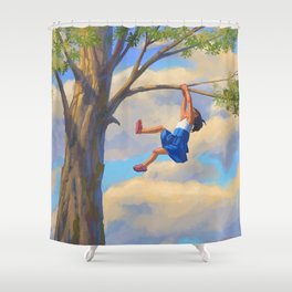 Tree Climbing Girl Shower Curtain