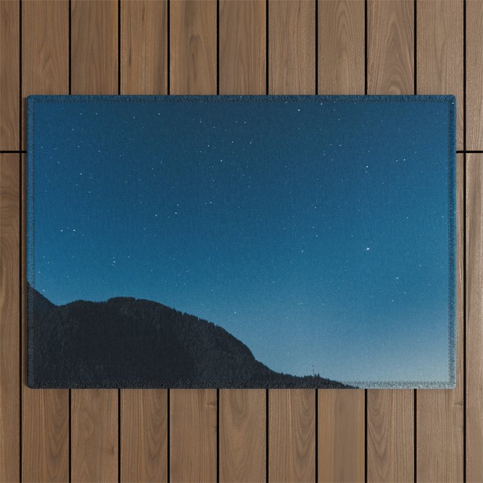 Starry night sky in the mountains Outdoor Rug