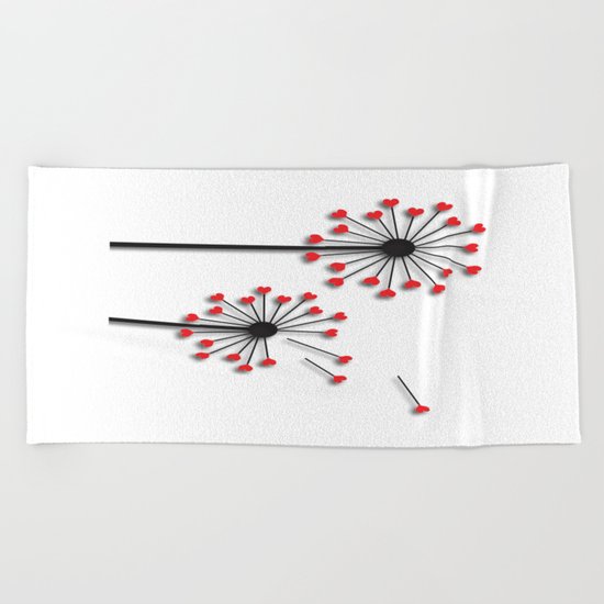 Dandelion Hearts Beach Towel