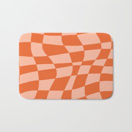 Orange twist checkered retro pattern Bath Mat