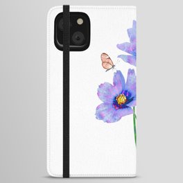 Sweet Nectar 2 - Pretty Blue Cosmos Flower Art iPhone Wallet Case