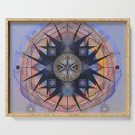 Peace and Passion Cosmic Meditation Mandala Sacred Geometry Print Serving Tray