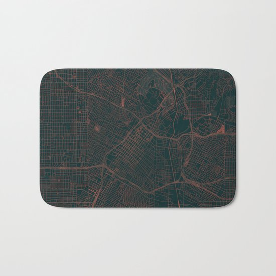 Los Angeles Map Red Bath Mat