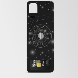 Zodiac astrology wheel Silver astrological signs with moon and stars Android Card Case