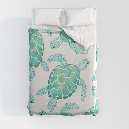 Sea Turtle Pattern - Blue Duvet Cover