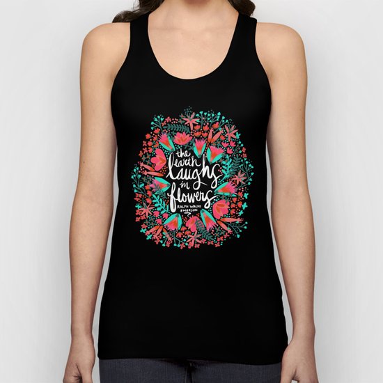 The Earth Laughs in Flowers – Pink & Charcoal Unisex Tank Top