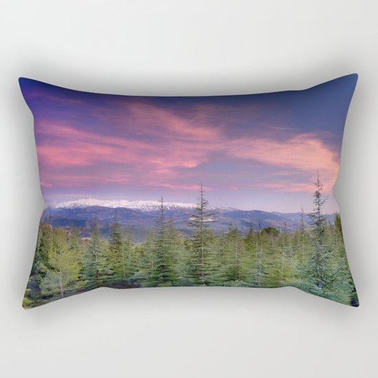 Spring sunset at the mountains Rectangular Pillow