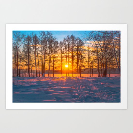 Winter sunset Art Print
