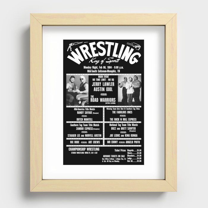 #11-B Memphis Wrestling Window Card Recessed Framed Print