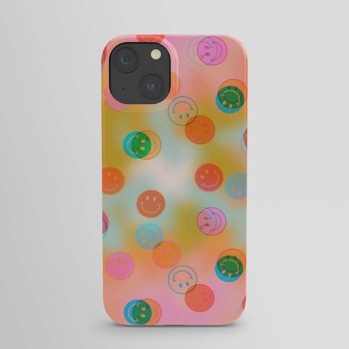 Tie Dye Smiley Face Stamp Print iPhone Case