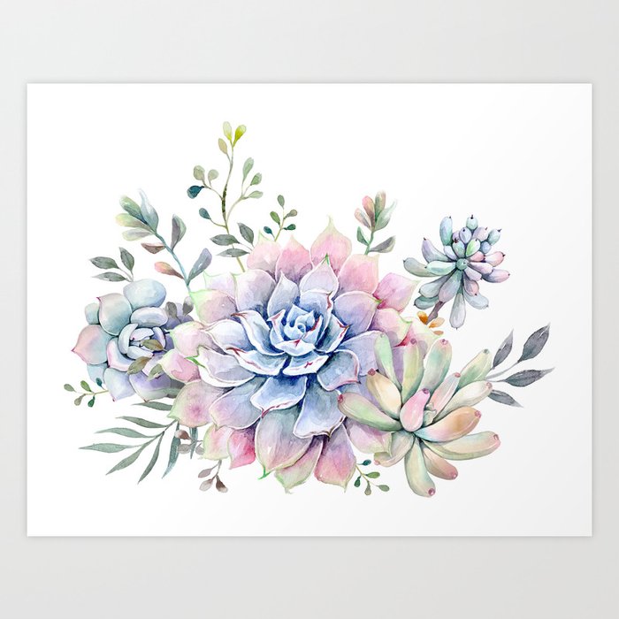Succulent Watercolor 1 Art Print By Vintage_Nature | Society6