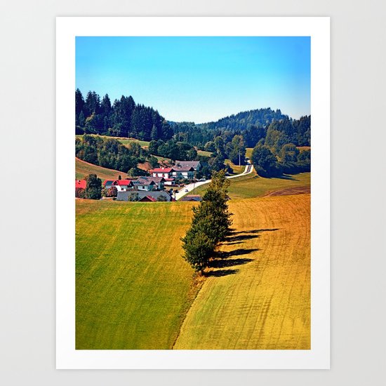 A village, some trees, and more boring scenery Art Print
