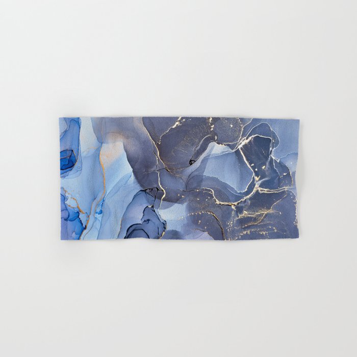 Dusty Blue + Slate + Gold Abstract Smoky Skies Hand & Bath Towel
