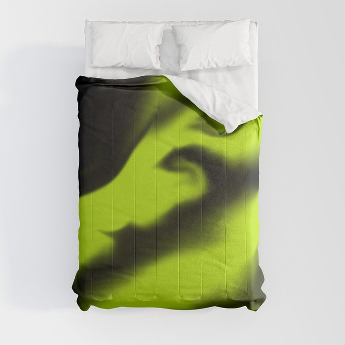 Abstract 3 - Black and Lime Green Comforter