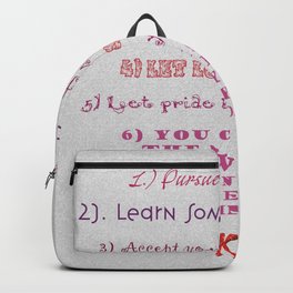 6 Step Program from Kinky Boots Backpack | Musicals, Red, Typography, Pink, Lifeadvice, Hope, Graphicdesign, Letloveshine, Truth, Musicallyrics 