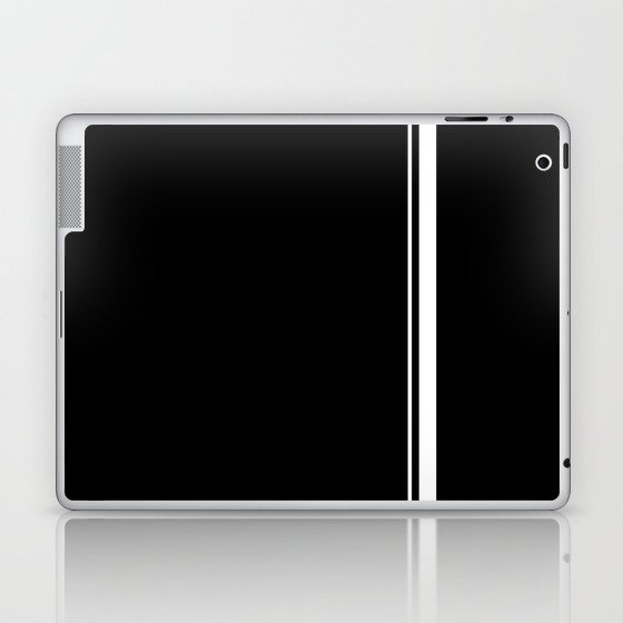 White minimalist lines on black background Laptop & iPad Skin