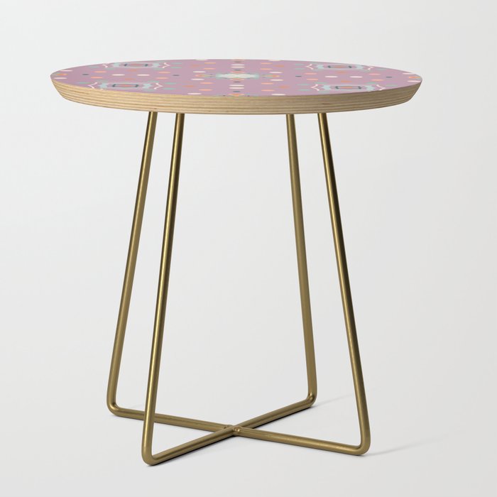 Dots, hearts and flowers on lilac background Side Table