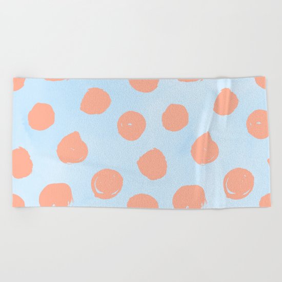 Sweet Life Dots Peach Coral Pink + Blue Raspberry Beach Towel