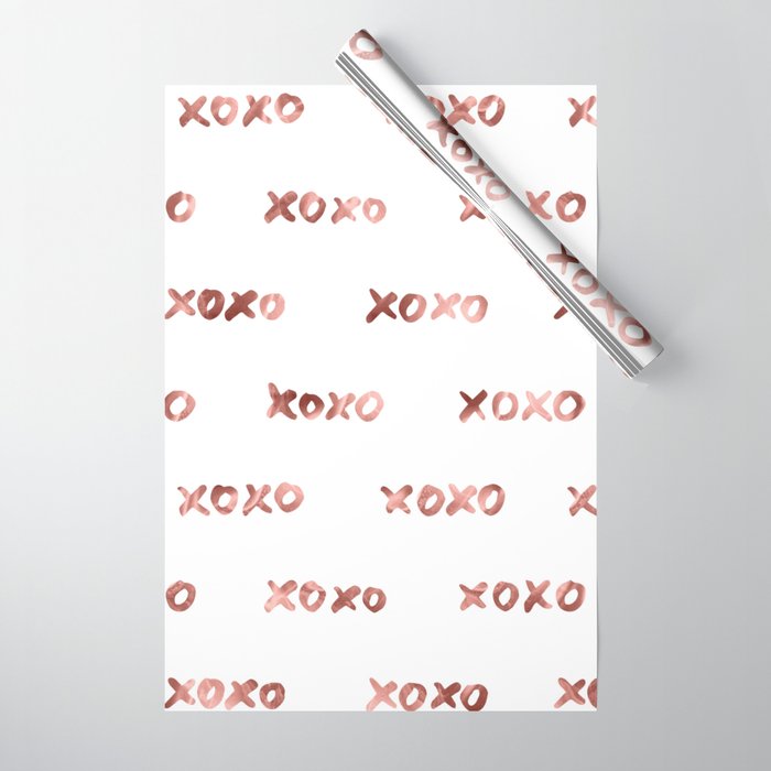 XOXO Fashion Love Rose Gold Pattern Wrapping Paper