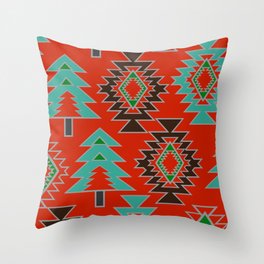 Navajo with pine trees Throw Pillow