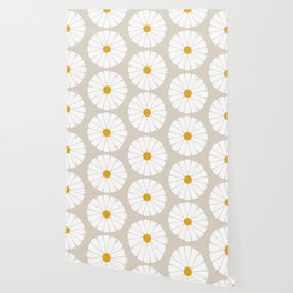 Minimal Botanical Pattern - Daisies Wallpaper