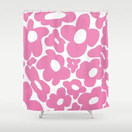 60s 70s Hippy Flowers Pink Shower Curtain