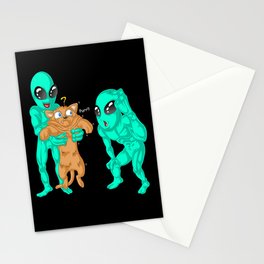 Alien and cat Stationery Card