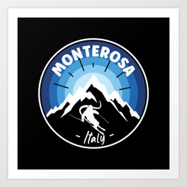 Skiing In Monterosa Italy Blue Art Print | Italian, Travel, Mount, Monterosaitaly, Monterosaskier, Skiing, Monterosaski, Graphicdesign, Ski, Skilover 
