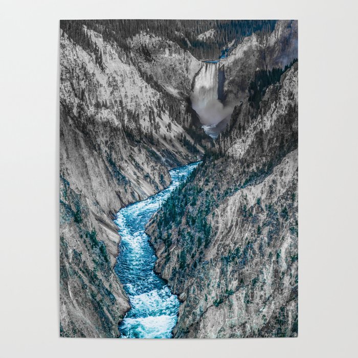 Yellowstone River Canyon Blue Ribbon Print Poster