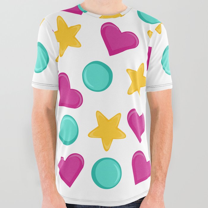Stars, Dots and Hearts - Beanies All Over Graphic Tee