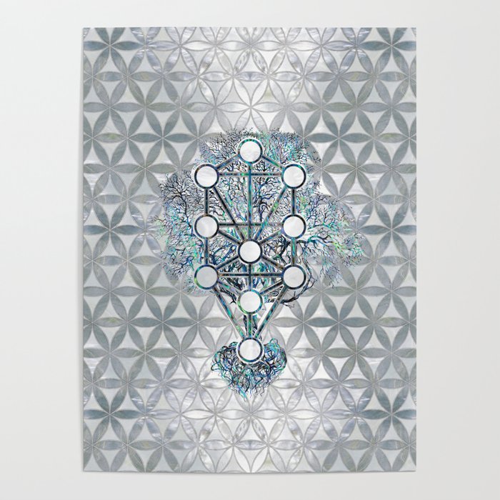 Kabbalah The Tree of Life Abalone shell and pearl Poster