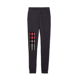 Red Black Abstract Plaid Modern Collection Kids Joggers