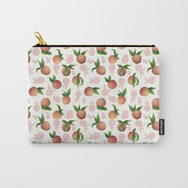Peachy Keen Peaches and Cream Carry-All Pouch | Farm, Peachykeen, Peach, Kitchen, Fruit, Botanical, Drawing, Fruity, Farmersmarket, Georgiapeach 